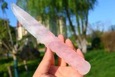 8.6'' Natural Rose Quartz knife(not real) decor Carved Crystal Reiki Heal gift1x picture