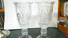 Vintage  England  Lead Crystal Hurricane Urn Vases Large 14 inches 6.9 lbs (2) picture