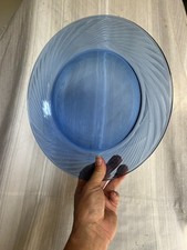 2pc Vintage Pyrex Festiva Cobalt Blue Swirl Glass Dinner Salad Plates Set of 12 picture