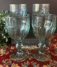 4 Vintage Libbey DuraTuff Gibraltar Wine Water Glass Goblet Spanish Green 16 oz picture