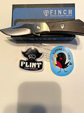 Finch Knife Co Flint Pocketknife Wood Handle 1 Blade SS Clip Point Liner Lock picture