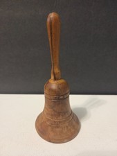 Vintage Turned Wood Hand Bell Wooden Clapper Treen Bell 1970s 1980s picture