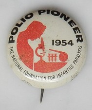 Vintage Polio Pioneer 1954 Nat. Found. Infantile Paralysis Pinback Button  3/4