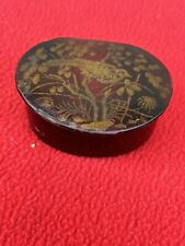 VINTAGE RUSSIAN  LACQUER BOX HAND GOLD PAINTED BIRD IMAGE picture