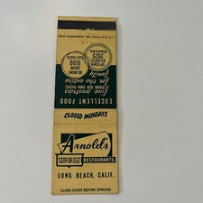 Arnold's Serv-Ur-Self Restaurants Long Beach CA Vintage Matchbook Cover SMB31-1 picture
