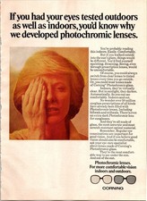 Corning Photochromic Lenses Magazine Ad Vintage Eyeglasses 8x11 1970s picture