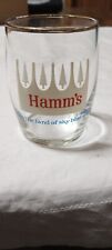 Hamm's Barrel Beer Glass w/Red Pine Trees Gold Rim - Used 3-1/2