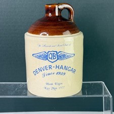 Vintage 1977 Quiet Birdmen QB Denver Hangar Stoneware Jug Aviation Memorabilia picture