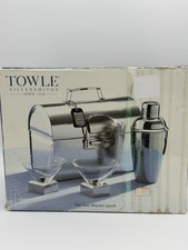 TOWLE SILVERSMITHS THE TWO MARTINI LUNCH BOX COCKTAIL SHAKER & 2 GLASSES picture