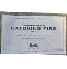 COA Certificate of Authenticity ONLY The Hunger Games Catching Fire Effie Barbie picture