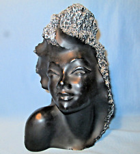 RARE Signed Frank Schirman EXOTIC Black Coral HAWAIIAN FEMALE Bust ~ 1965 picture