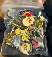 Vintage Lapel Pin Lot 20 Mixed Enamel Pins Complete w/ Backs  picture