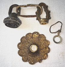 Vintage Brass Bronze Chandelier Top Finial, Bobeche & Ceiling Mount Part picture