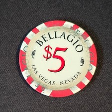 Vintage Bellagio $5 Casino Chip - Las Vegas Strip Nevada NV - House Played Rare picture