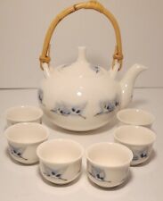 VINTAGE HAENGNAMSA SNOWBONE FINE CHINA Snowy Egret 8pc Tea Pot w/6 Tea Cups NIB picture