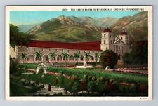 Santa Barbara CA-California, Mission And Grounds, Antique, Vintage Postcard picture