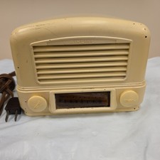 1947 Wards Airline 74BR-1502B Vintage White Bakelite 5 Tube AM Radio Restorative picture