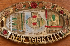 Vintage 1950s NYC Times Square Great White Way Bond Store Souvenir Tray Japan picture