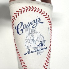 Vintage Casey's All American Baseball Can Cooler Koozie Faux Leather picture