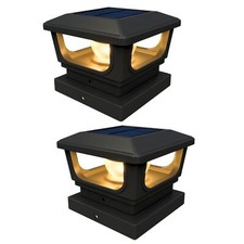 Solar Post Cap Lights for 3x3, 4X4 Posts - White Fence Deck Lights with Const... picture