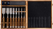 10-Pieces Woodworking Wood Chisel Set with Wooden Box, Honing Guide, Sharpening picture