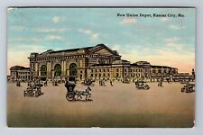 Kansas City MO-Missouri, New Union Depot, Antique, Vintage Souvenir Postcard picture