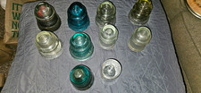 Hemingray-10 Vintage Glass Power Line Insulators Assorted Colors Embossed USA picture