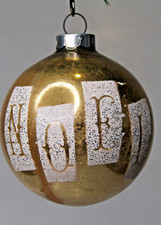 Vintage Pre WWII Glass Pictured Stencil NOEL BALL Christmas Ornament Coby GOLD picture