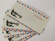 Lot of 7 Vintage Japan Air Mail Envelopes Mt Fuji Rickshaw Helicopter 1950s picture