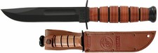 KA-BAR 1250 5.25in 1095 Short USMC Tactical Survival Knife Leather Sheath USA picture
