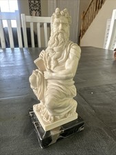 Vintage 6” T Italian Alabaster MOSES Sculpture Carrera Marble Base G Ruggeri picture