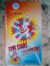 vintage fireworks box STANDARD PEACOCK SPARKLERS FIVE STARS CLOWN Brand New Box picture