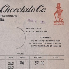 Planters Nut & Chocolate 1935 Store Invoice Receipt Mr Peanut Paper Ephemera VTG picture