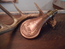 Vintage Copper Powder Flask Hunting Bird Dog Scene picture