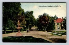 Bellows Falls VT-Vermont, Westminster Street, Advertising, Vintage Postcard picture
