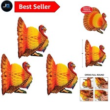 Vibrant 9-Inch Honeycomb Turkey Centerpieces - Perfect for Thanksgiving Feasts picture