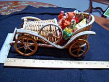 1920s Antique German SANTA Riding VINTAGE WICKER CAR W/TOYS EC picture