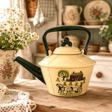 Vintage Metlox Poppytrail Teapot, Handpainted Amish Folk Art California Pottery picture