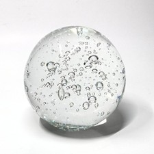 Clear Glass Controlled Bubble Paperweight Murano 