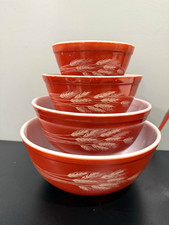 1970s 1980s Vintage Pyrex Autumn Harvest Mixing Bowl Set of 4 picture