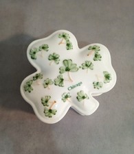 Hand Painted Porcelain Shamrock Lidded Dish 