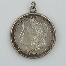 Vintage Sterling Silver, 1880 Morgan Dollar Coin Freemason's Keyfob picture