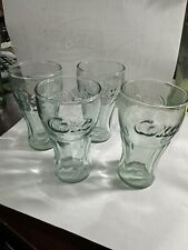 Retro Style Coca-Cola Libbey Green Juice Glasses  4-1/2” Tall Lot of 4 picture