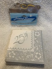 Vintage 25th Silver Anniversary Napkins & Banner picture