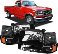 Headlights for 1992-1996 Ford F150 Bronco, LED Headlight Assembly for 92-97 F250 picture