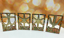 Terra Sancta Guild 1967 Brass Bookends – Hope Love Peace (4-Piece Set) picture