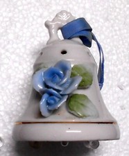  Porcelain Bell With Blue Floral Potpourri Holder that hangs or free standing picture