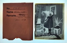 1902 antique HELEN FULLER standing in dance dress PHOTO GLASS NEGATIVE  picture