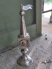 Antique Besamim Silver Judaica Spice Box Tower With Flags & Hallmarks picture