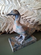 Vintage Toyo Japan Cast Iron Goose Statue Figurine Doorstop Paperweight Labeled picture